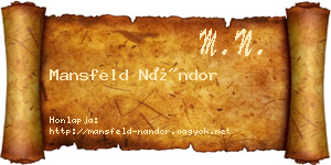 Mansfeld Nándor névjegykártya